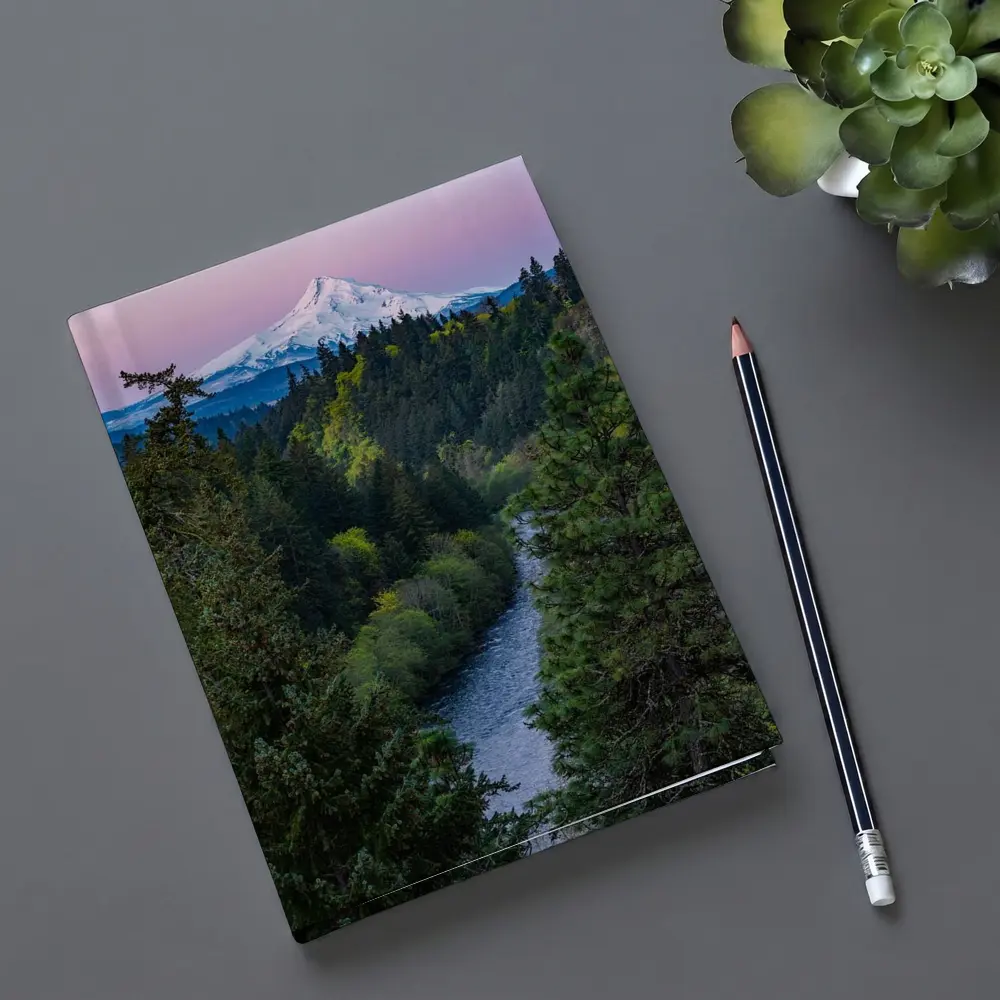 Mount Hood Snow Peak River Forest Sunset – Notebooks