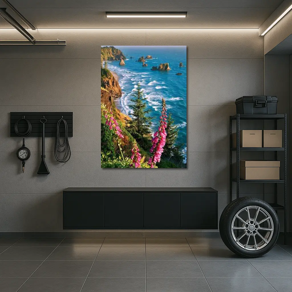 Foxglove Flowers Oregon Coastal Cliffs Ocean – Wall Art