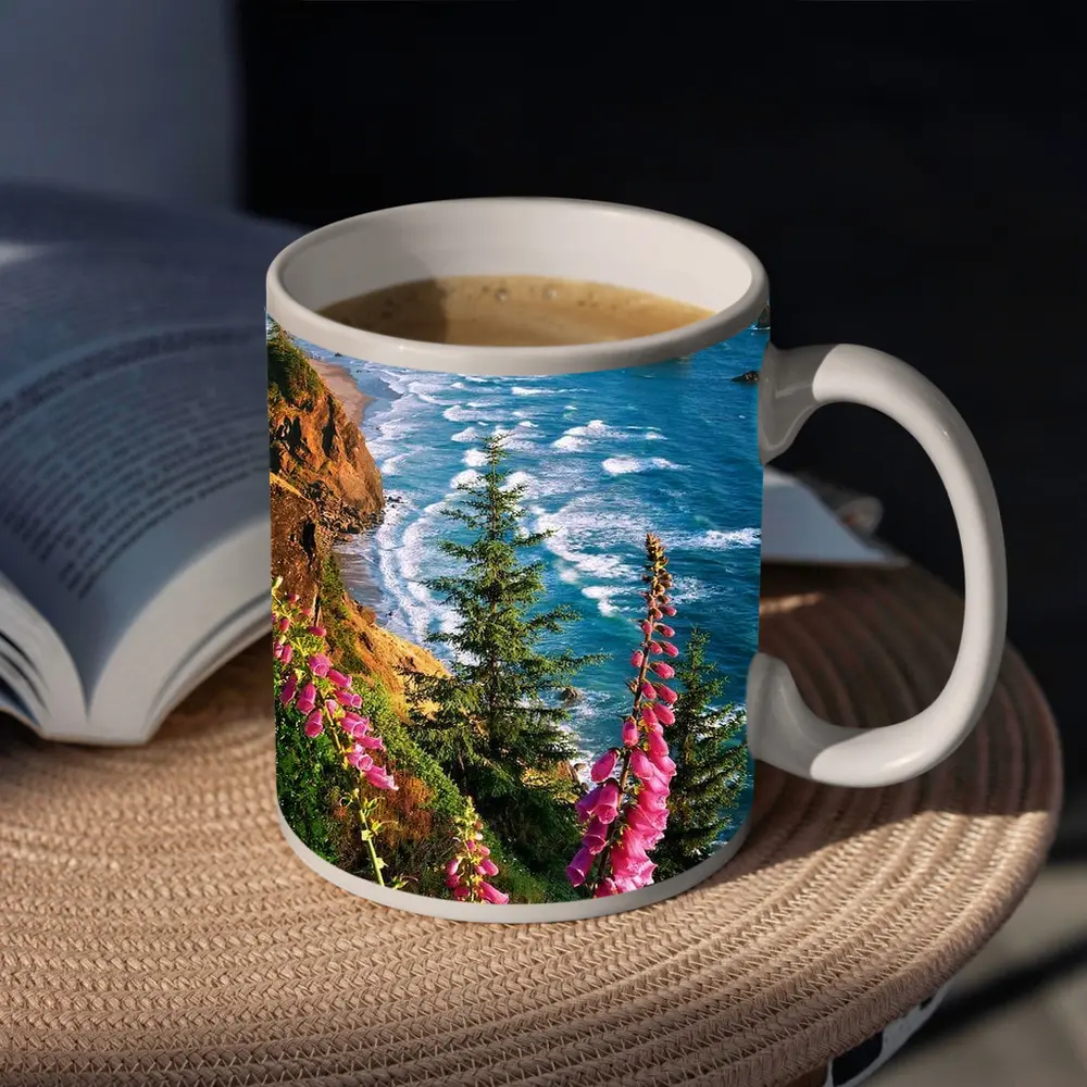 Foxglove Flowers Oregon Coastal Cliffs Ocean – Mugs