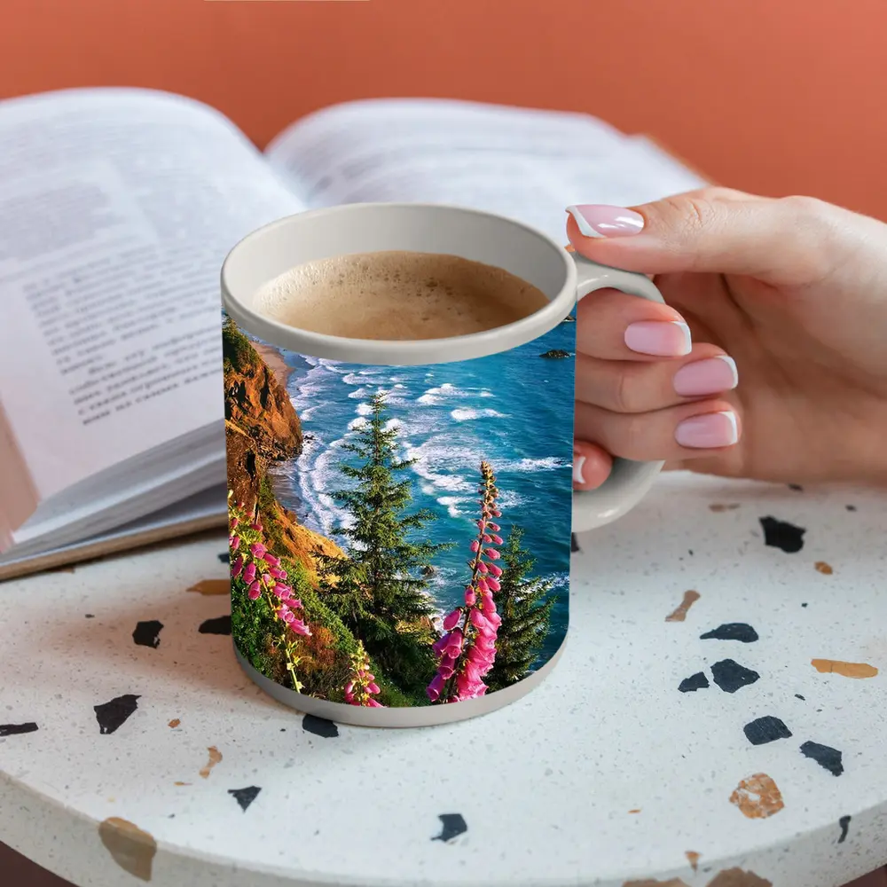 Foxglove Flowers Oregon Coastal Cliffs Ocean – Mugs