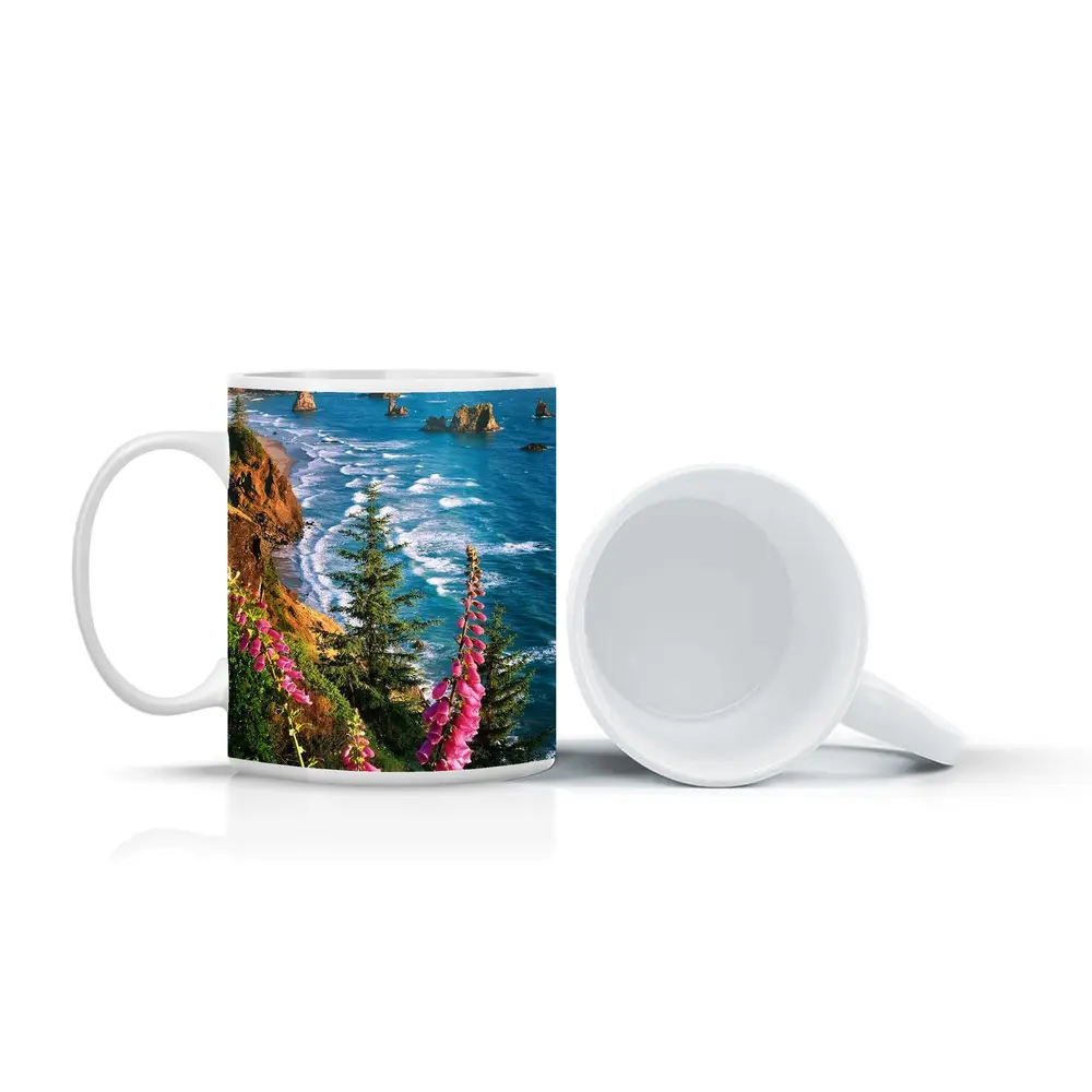 Foxglove Flowers Oregon Coastal Cliffs Ocean – Mugs