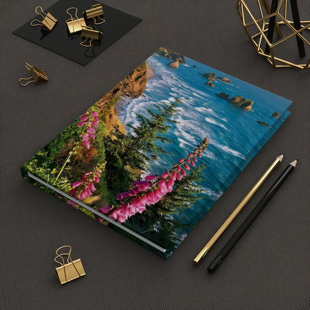Foxglove Flowers Oregon Coastal Cliffs Ocean – Notebooks
