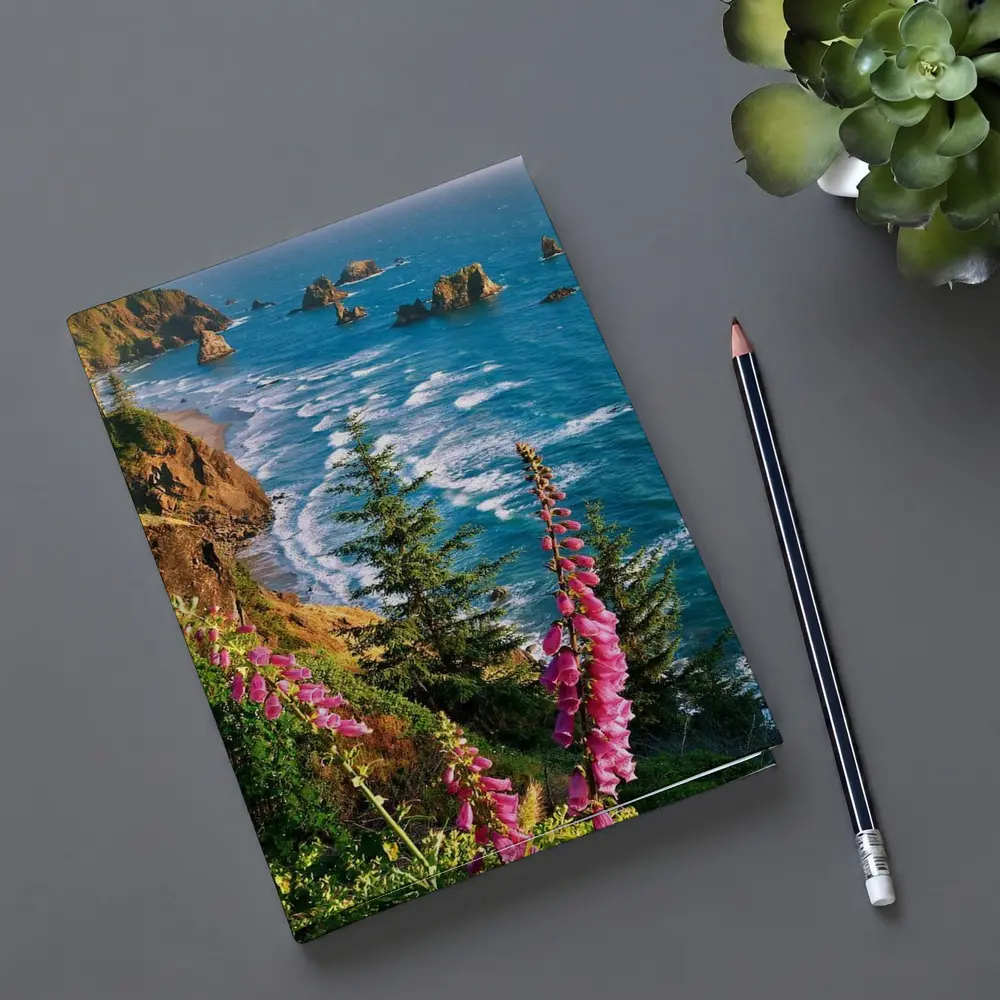 Foxglove Flowers Oregon Coastal Cliffs Ocean – Notebooks