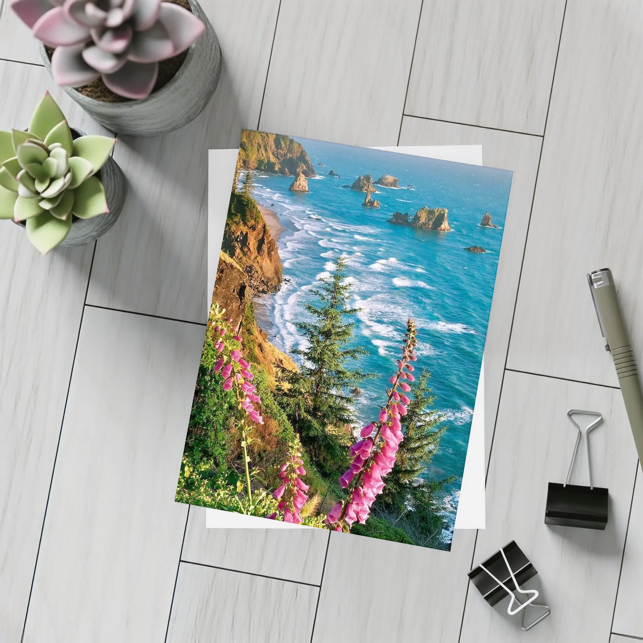 Foxglove Flowers Oregon Coastal Cliffs Ocean – Postcards