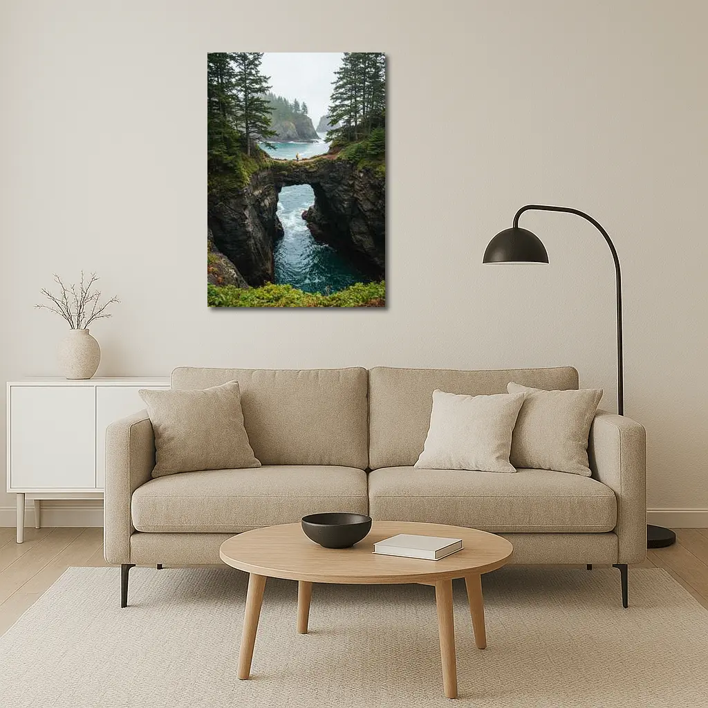 Natural Rock Arch Oregon Coastal Forest – Wall Art