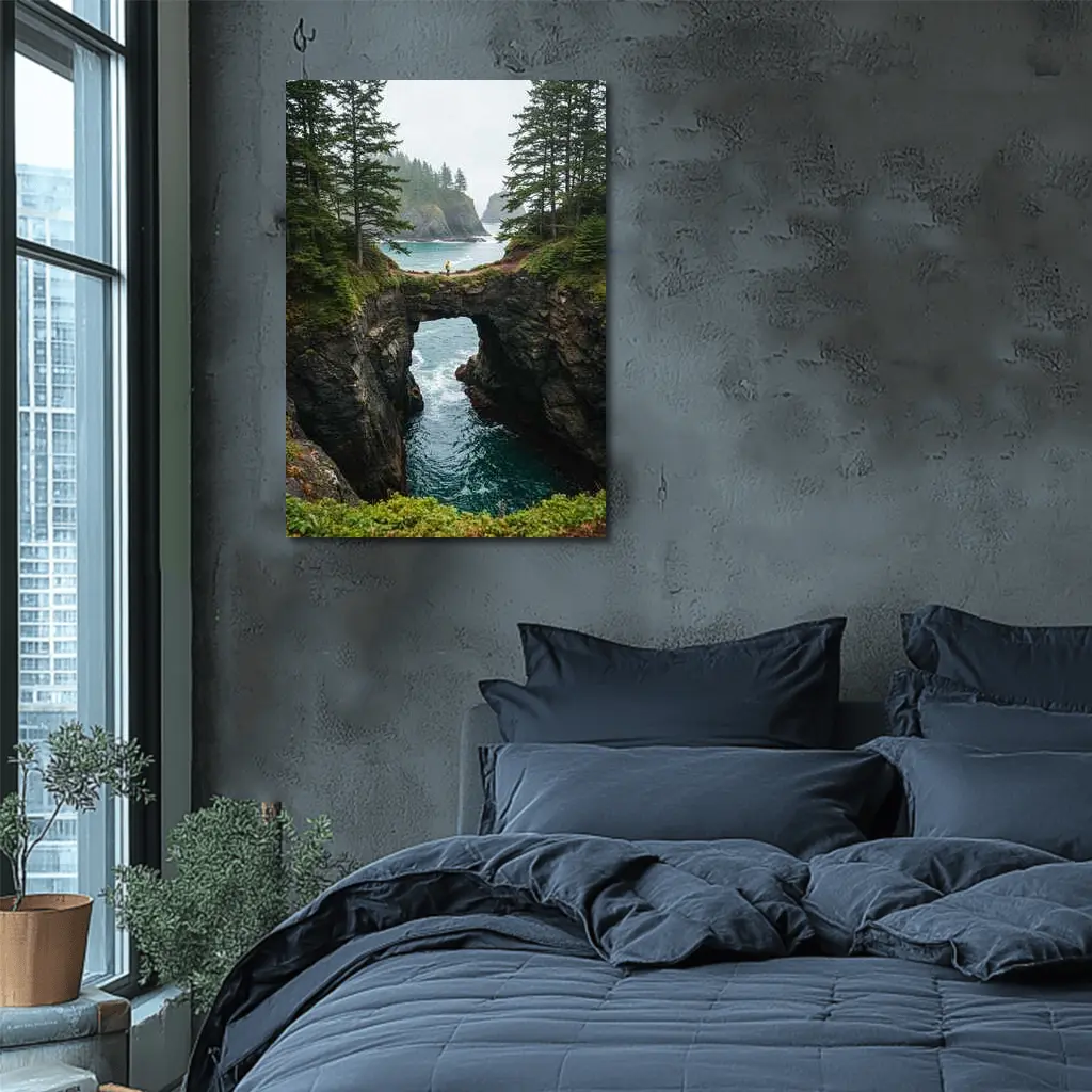 Natural Rock Arch Oregon Coastal Forest – Wall Art