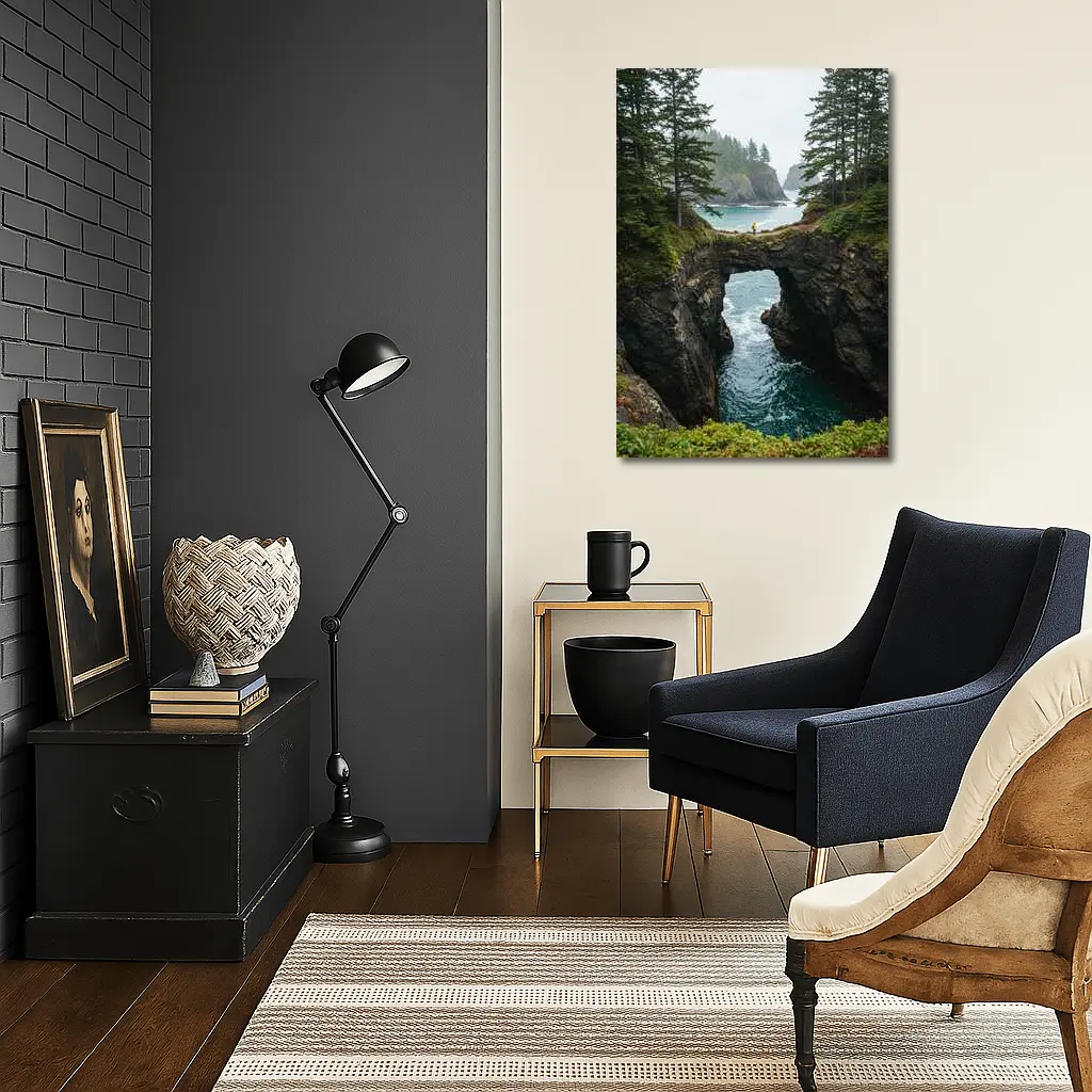 Natural Rock Arch Oregon Coastal Forest – Wall Art