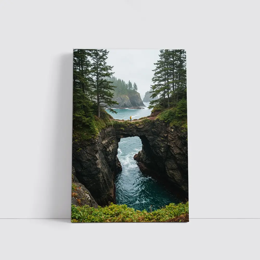 Natural Rock Arch Oregon Coastal Forest – Wall Art