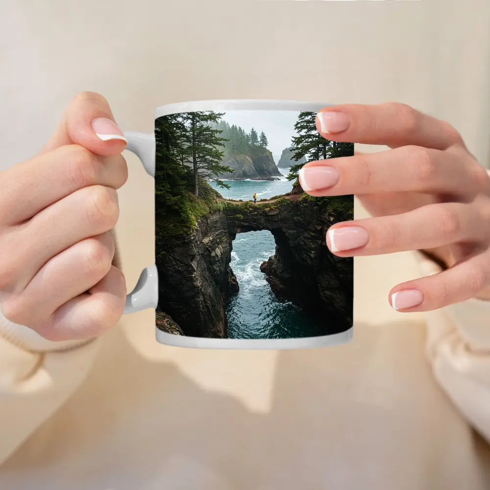 Natural Rock Arch Oregon Coastal Forest – Mugs