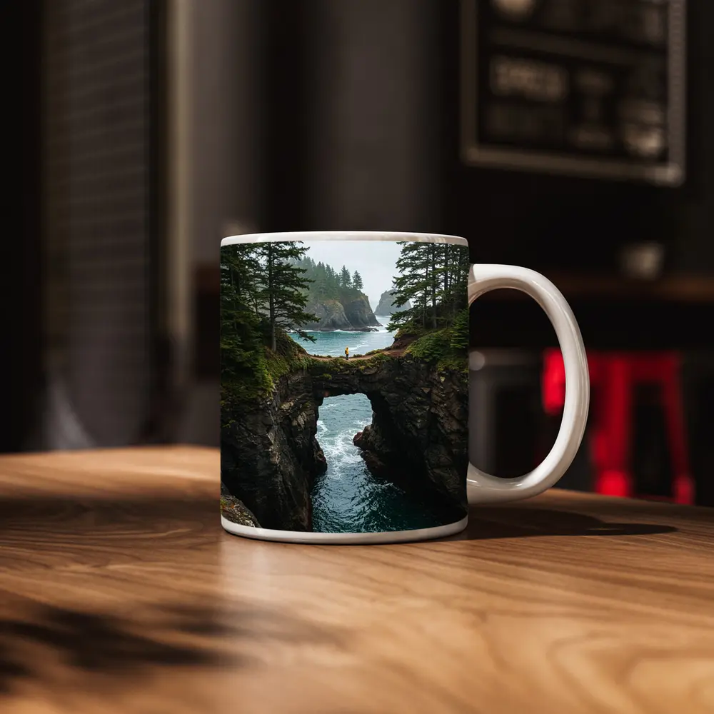 Natural Rock Arch Oregon Coastal Forest – Mugs