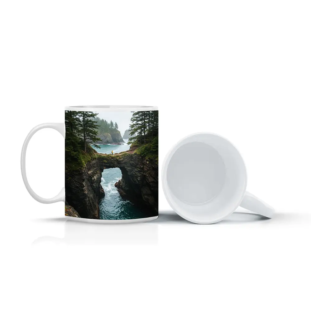 Natural Rock Arch Oregon Coastal Forest – Mugs