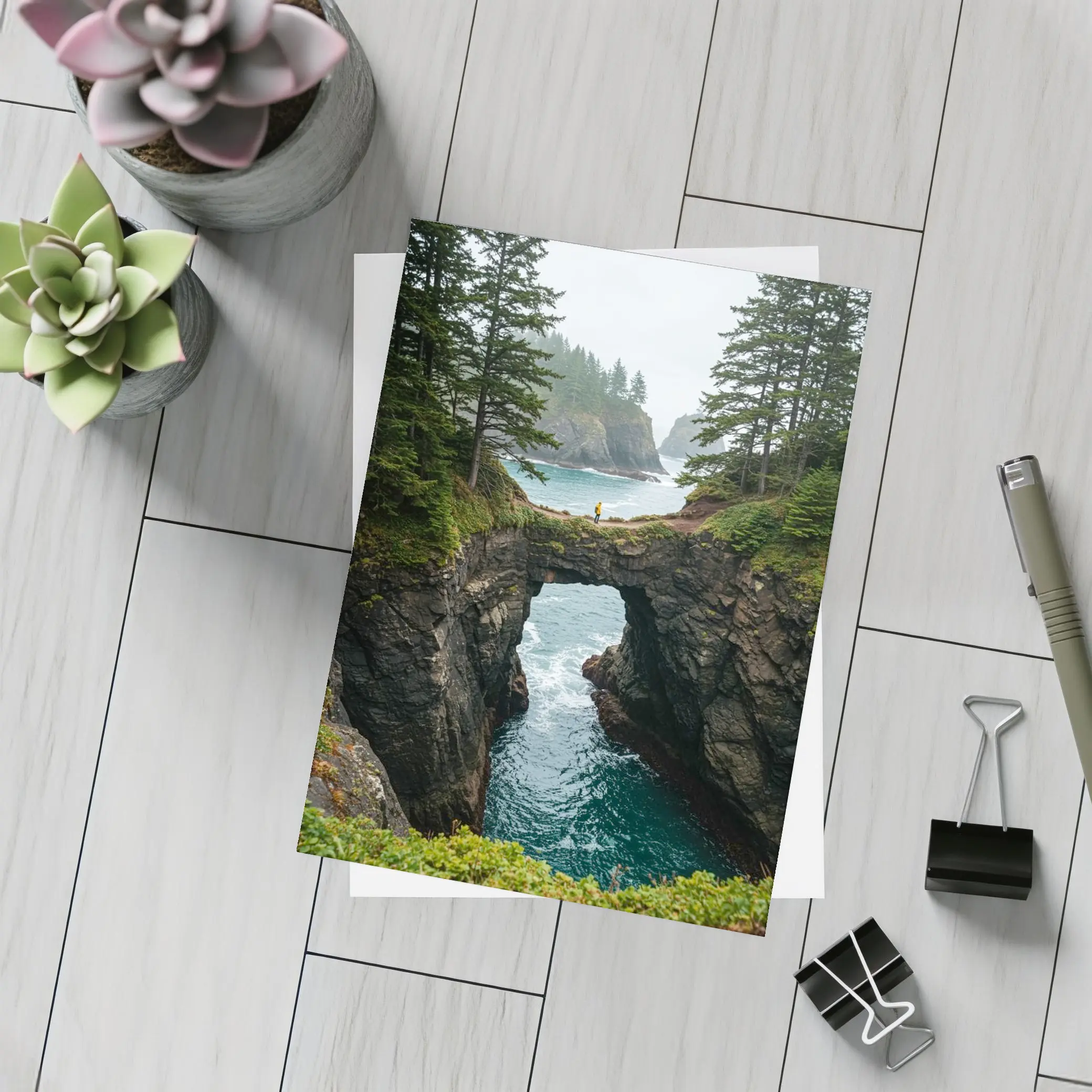 Natural Rock Arch Oregon Coastal Forest – Postcards