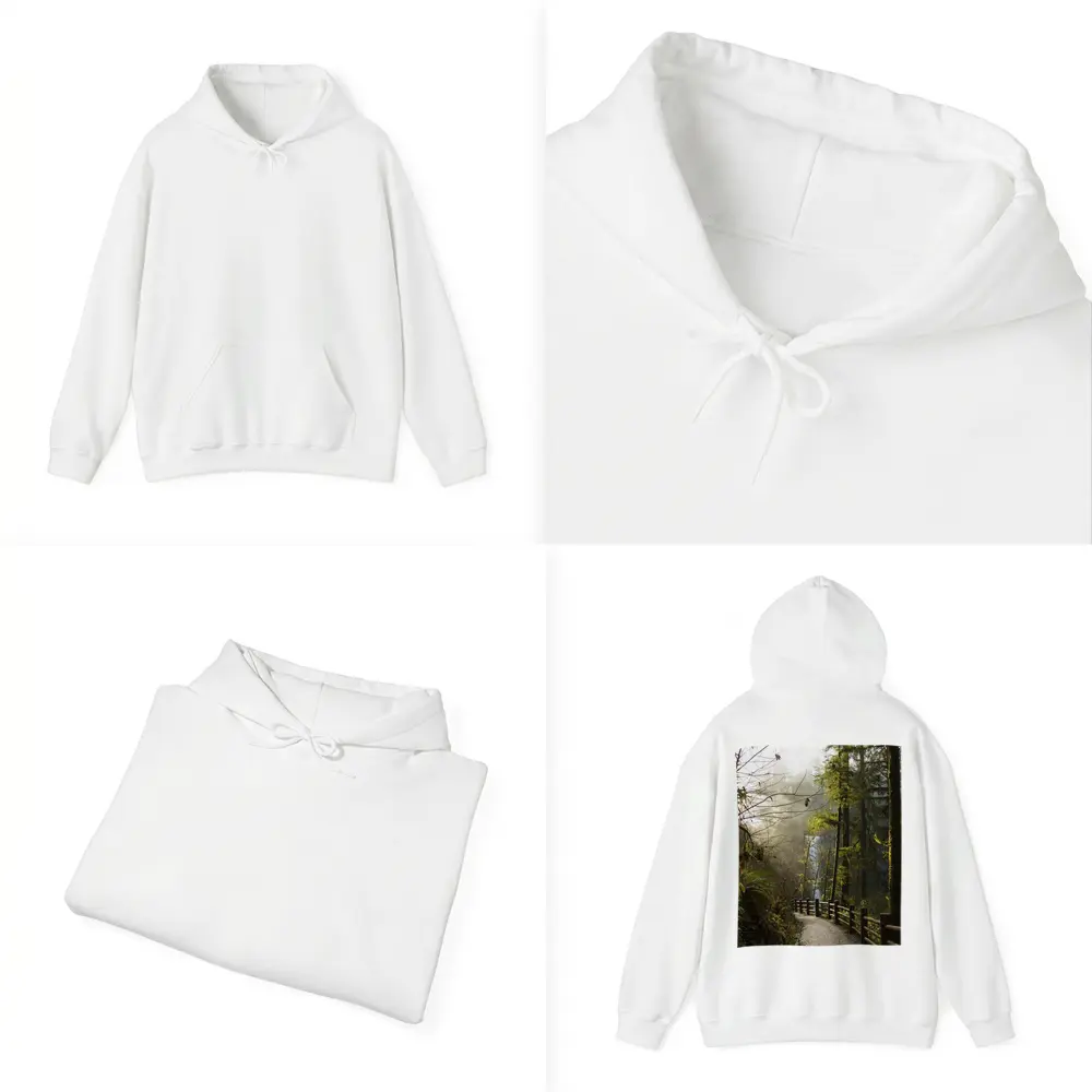 Misty Forest Trail Path Tall Trees – Hoodies