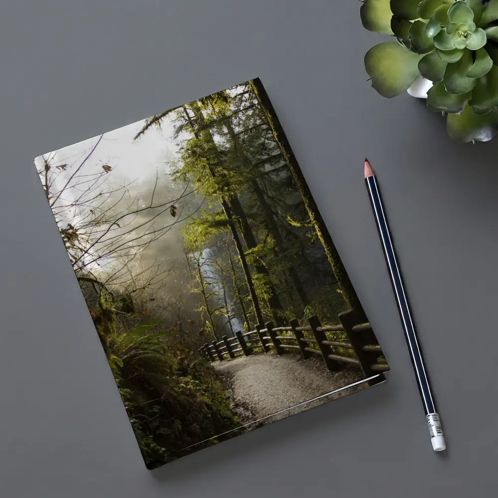Misty Forest Trail Path Tall Trees – Notebooks