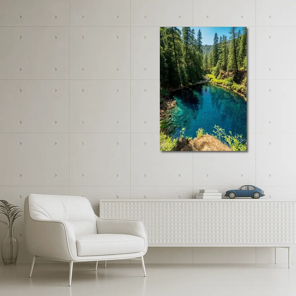 Crystal Blue Forest River Oregon Nature – Wall Art