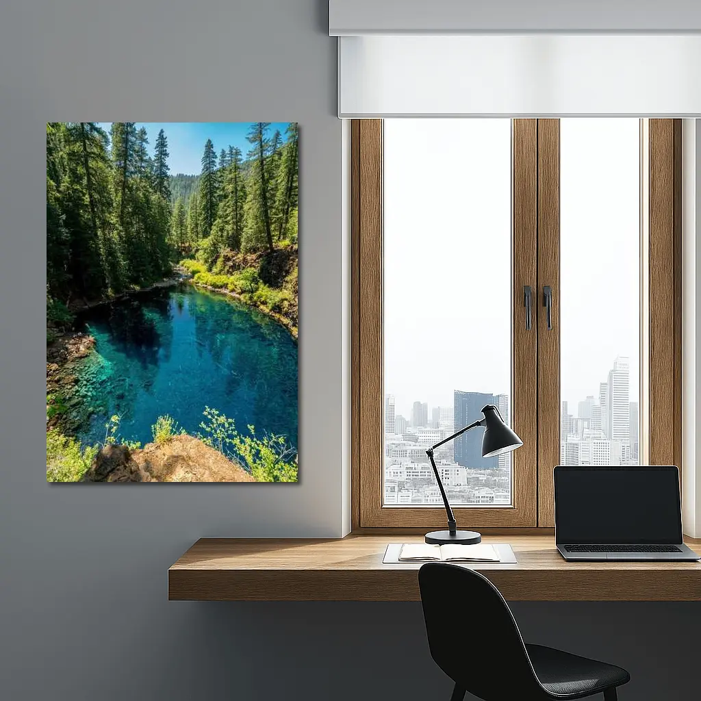 Crystal Blue Forest River Oregon Nature – Wall Art
