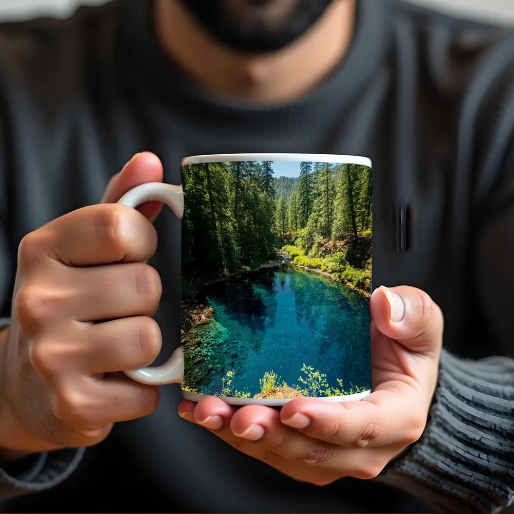 Crystal Blue Forest River Oregon Nature – Mugs