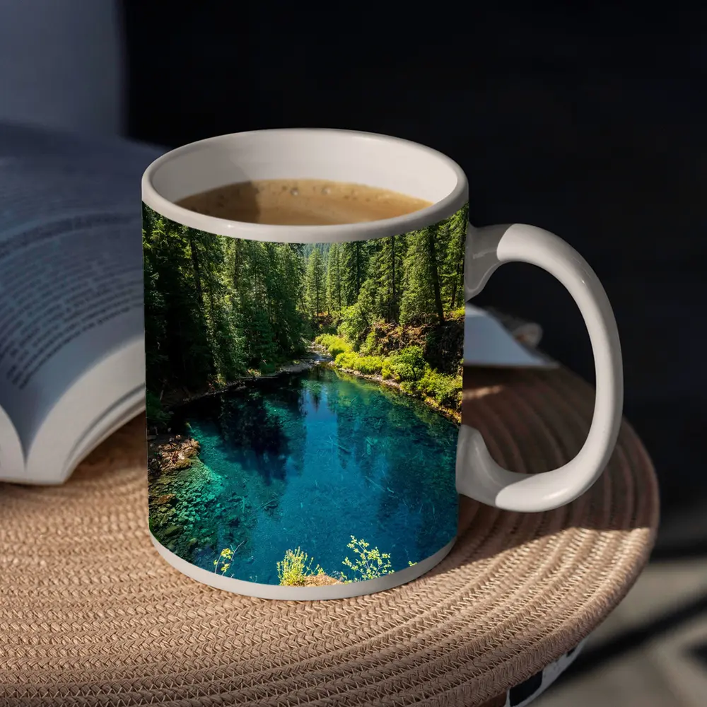 Crystal Blue Forest River Oregon Nature – Mugs