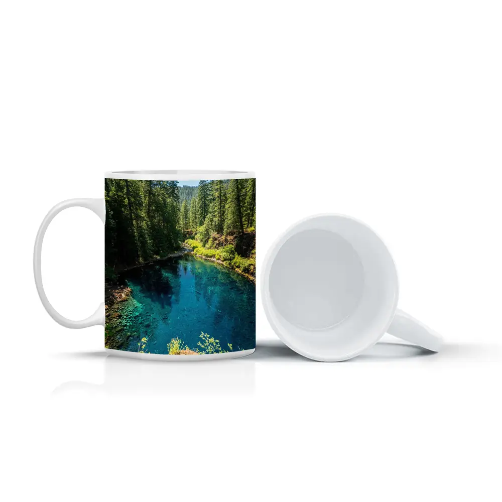 Crystal Blue Forest River Oregon Nature – Mugs