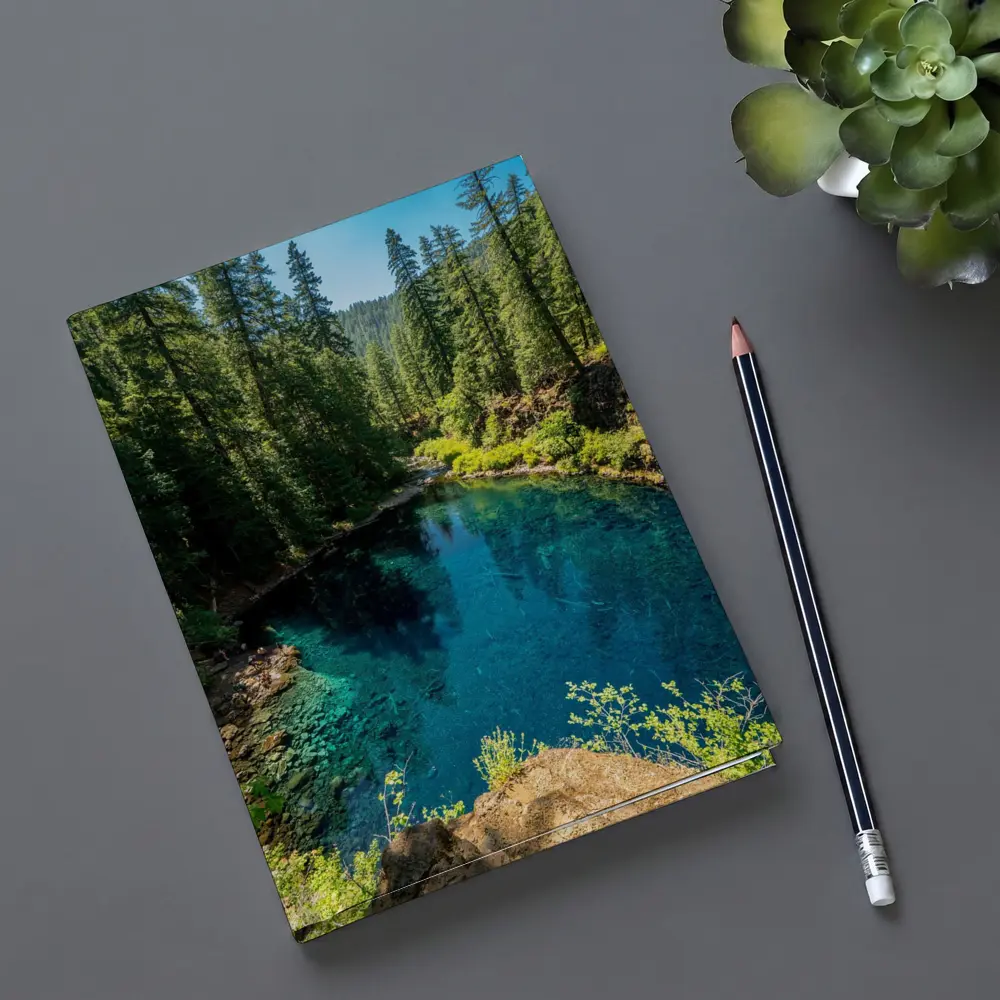 Crystal Blue Forest River Oregon Nature – Notebooks