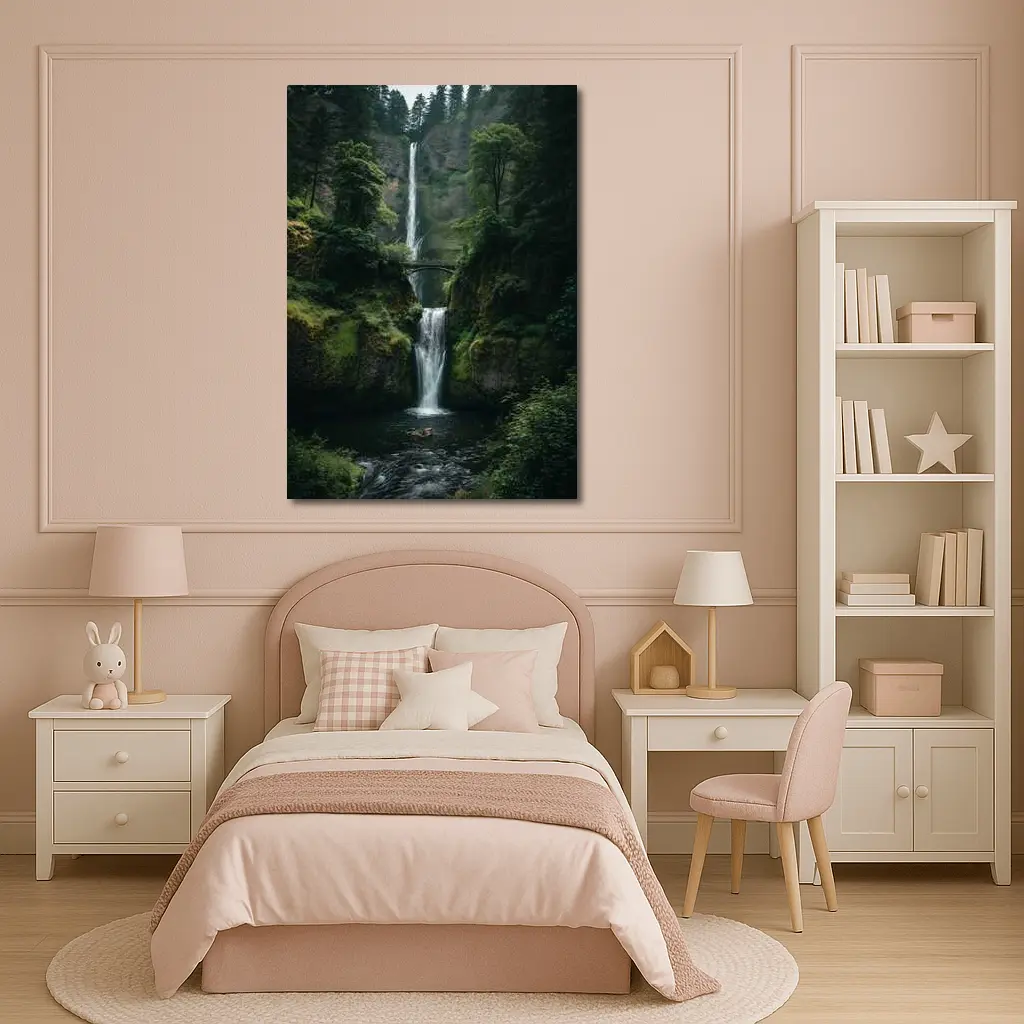 Multnomah Falls Lush Green Forest Oregon – Wall Art