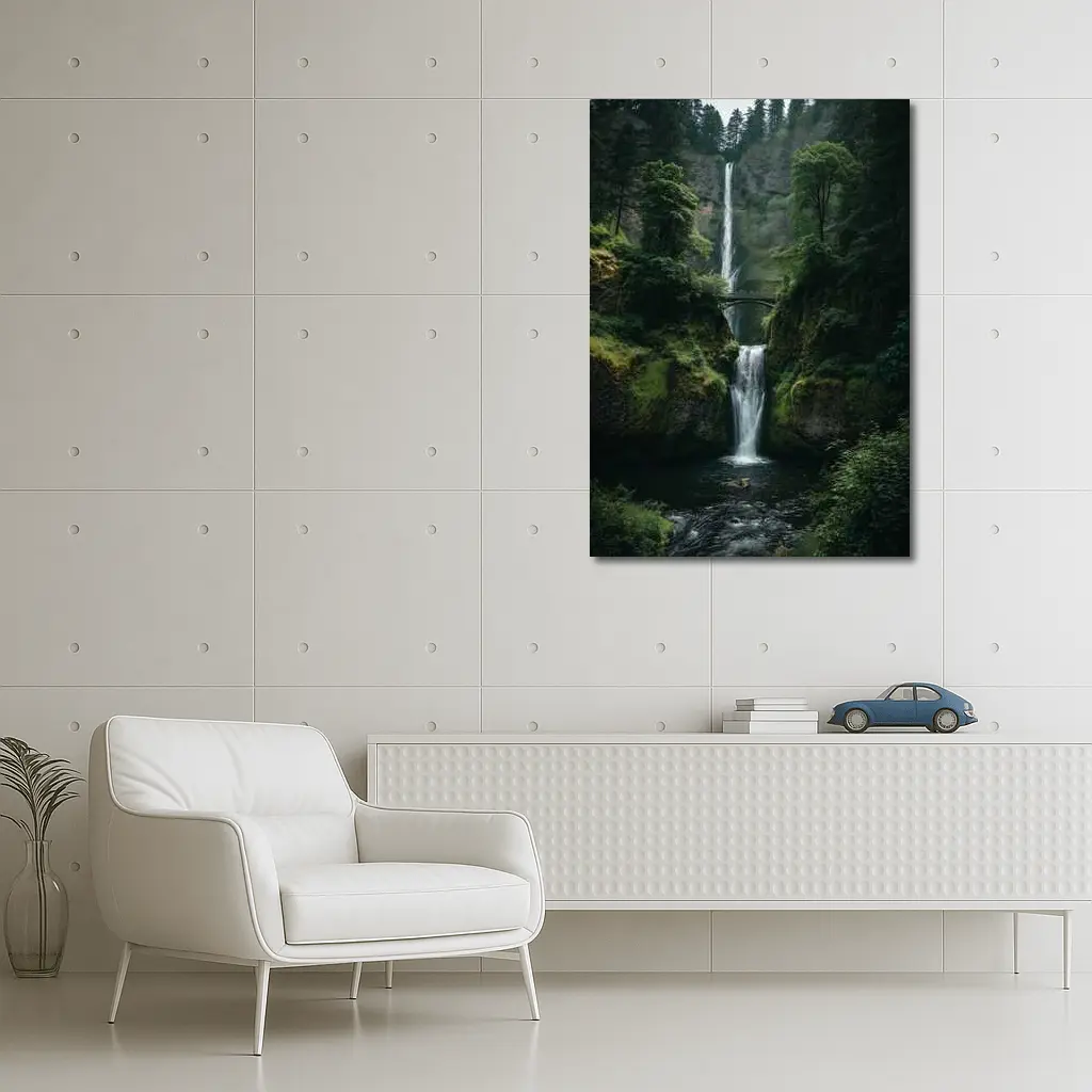 Multnomah Falls Lush Green Forest Oregon – Wall Art