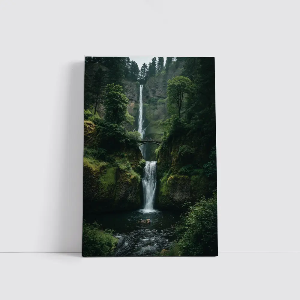 Multnomah Falls Lush Green Forest Oregon – Wall Art