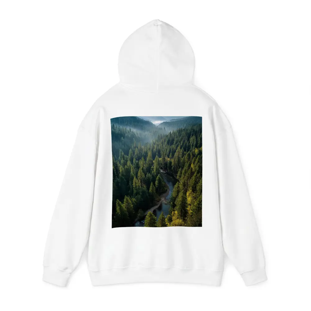 Aerial Forest River Valley Misty Mountains – Hoodies