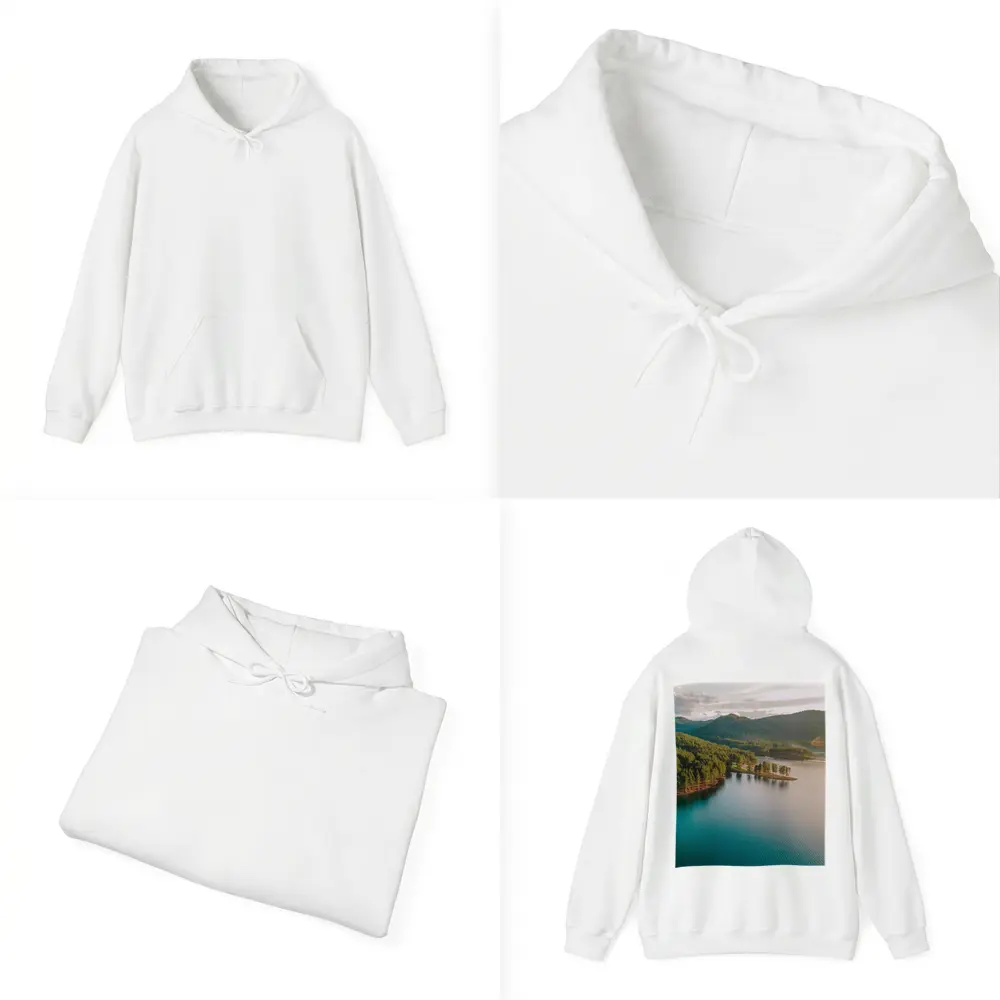 Aerial Teal Lake Forest Mountains Landscape View – Hoodies