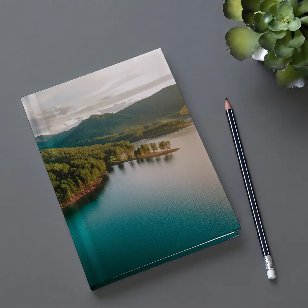 Aerial Teal Lake Forest Mountains Landscape View – Notebooks