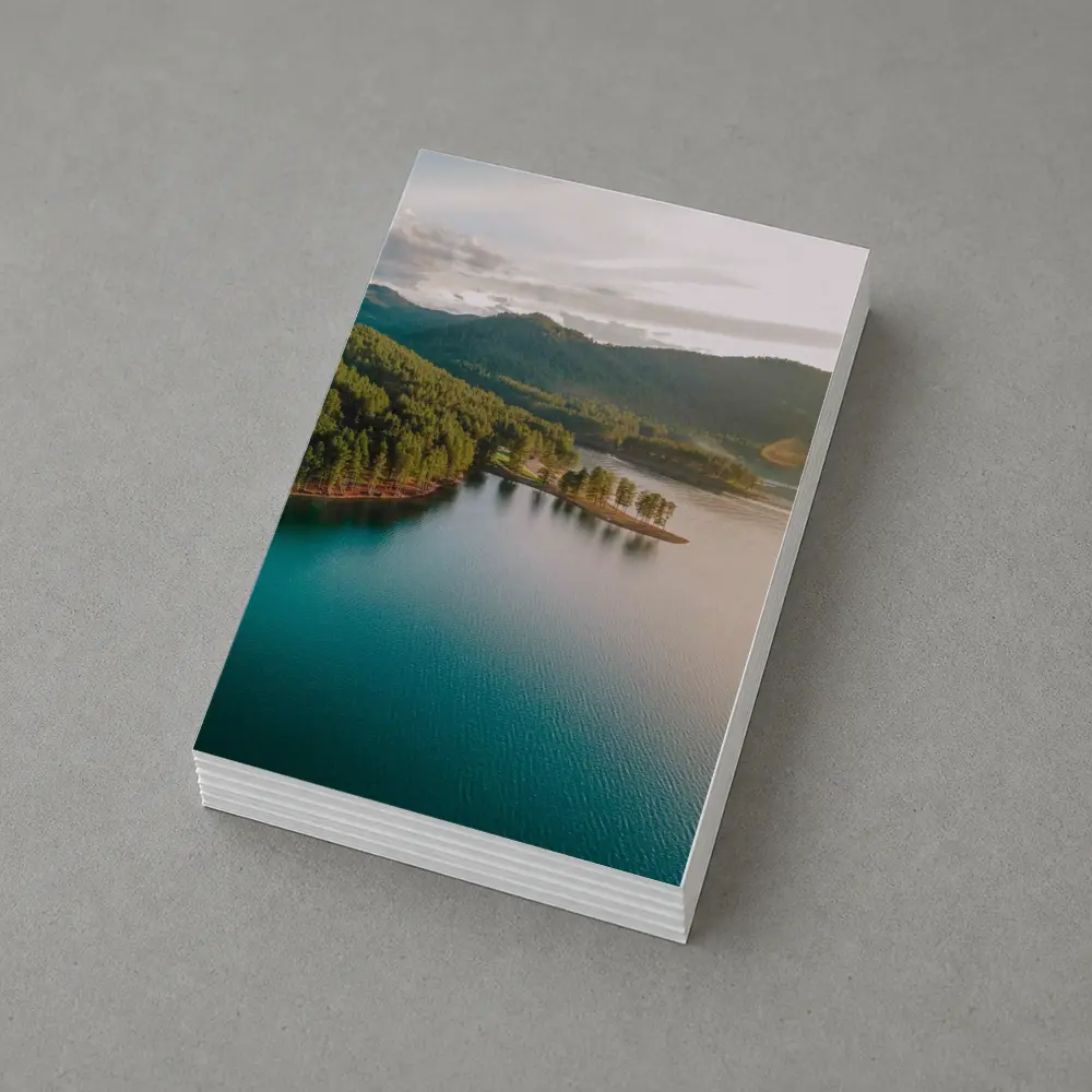 Aerial Teal Lake Forest Mountains Landscape View – Postcards