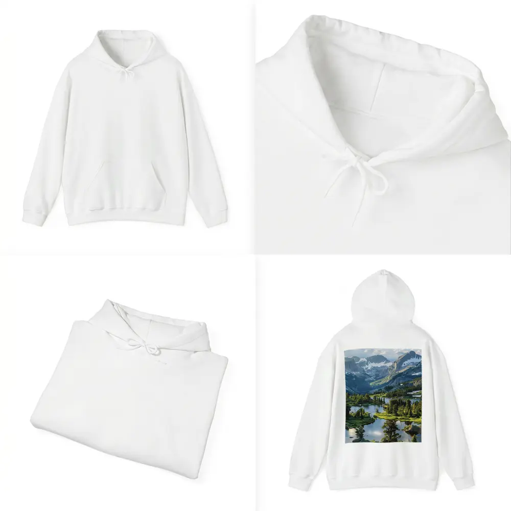 Alpine Lake Valley Snow Capped Mountains – Hoodies