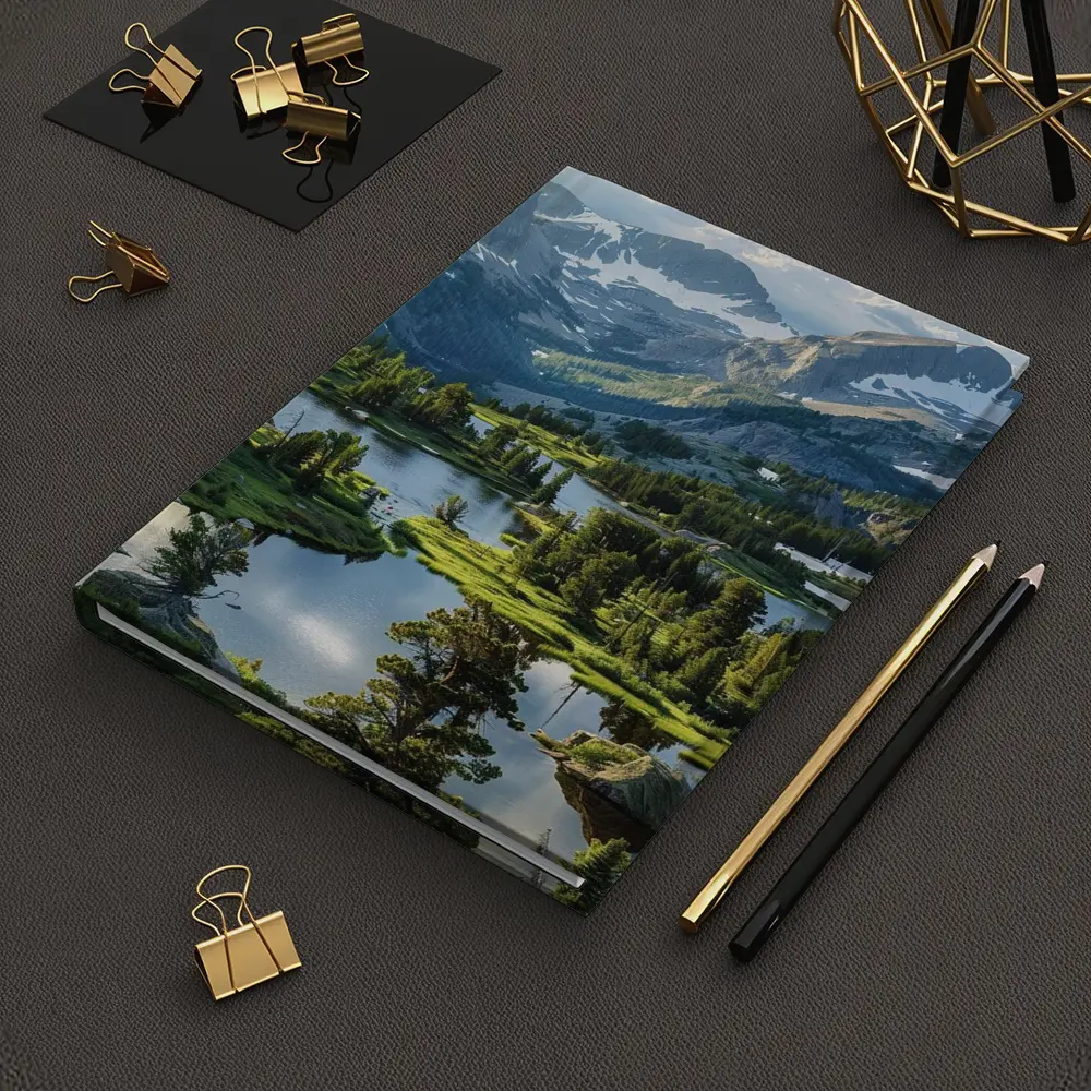 Alpine Lake Valley Snow Capped Mountains – Notebooks