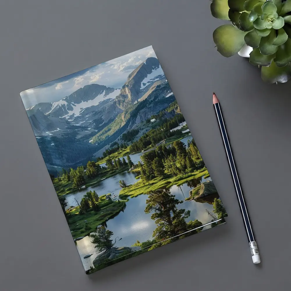 Alpine Lake Valley Snow Capped Mountains – Notebooks