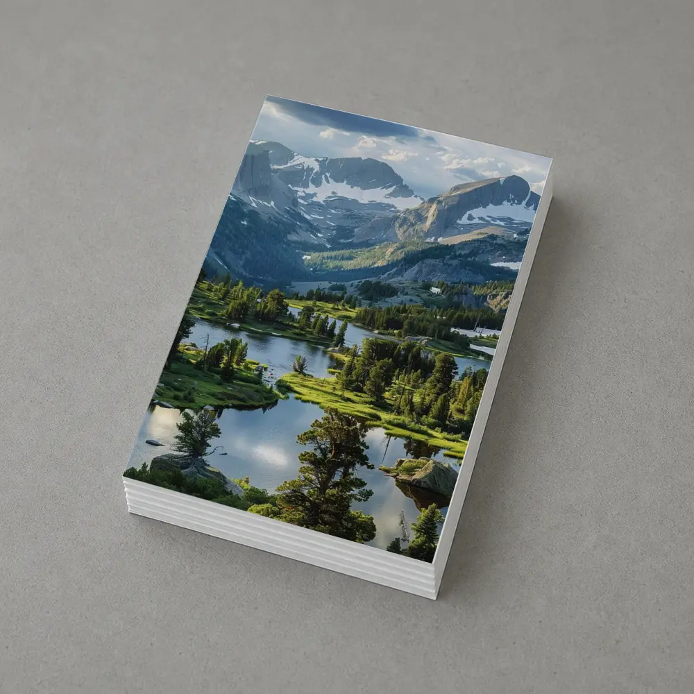 Alpine Lake Valley Snow Capped Mountains – Postcards