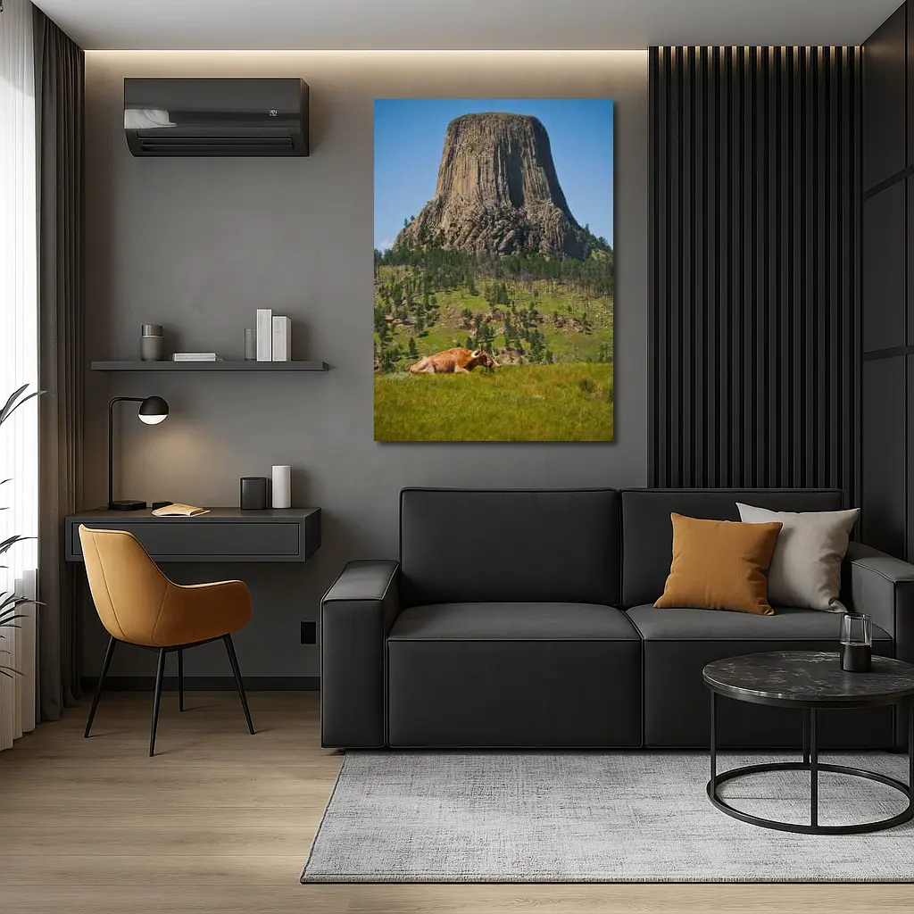 Longhorn Bull Resting at Devils Tower Wyoming – Wall Art