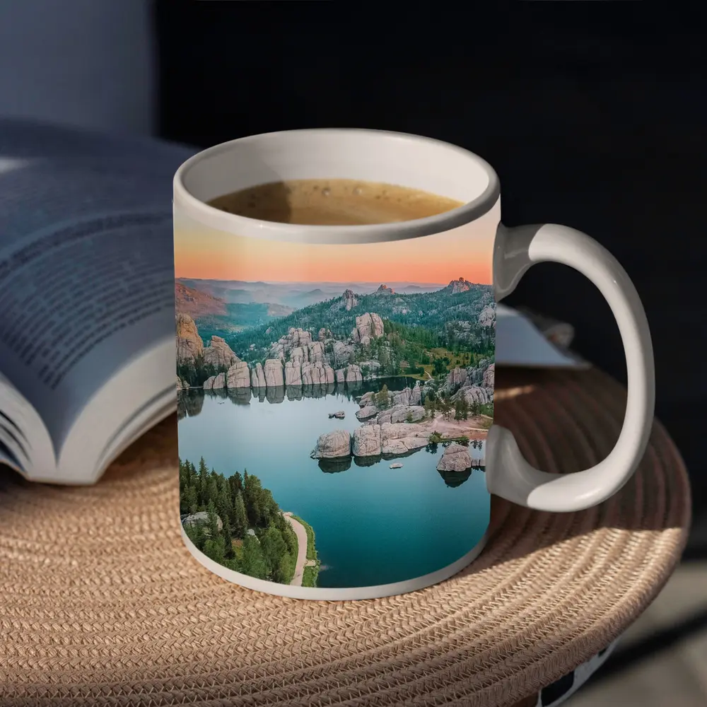 Sylvan Lake South Dakota Sunset Aerial View – Mugs