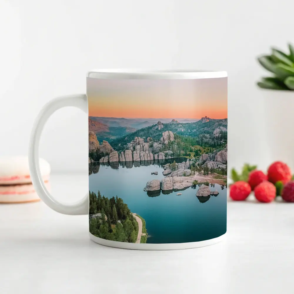 Sylvan Lake South Dakota Sunset Aerial View – Mugs