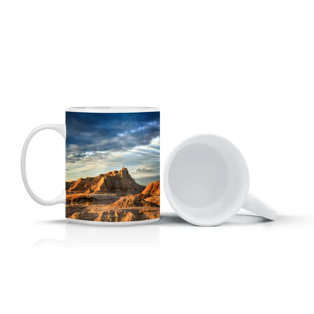 Badlands National Park Rocky Formations Dramatic Sky – Mugs