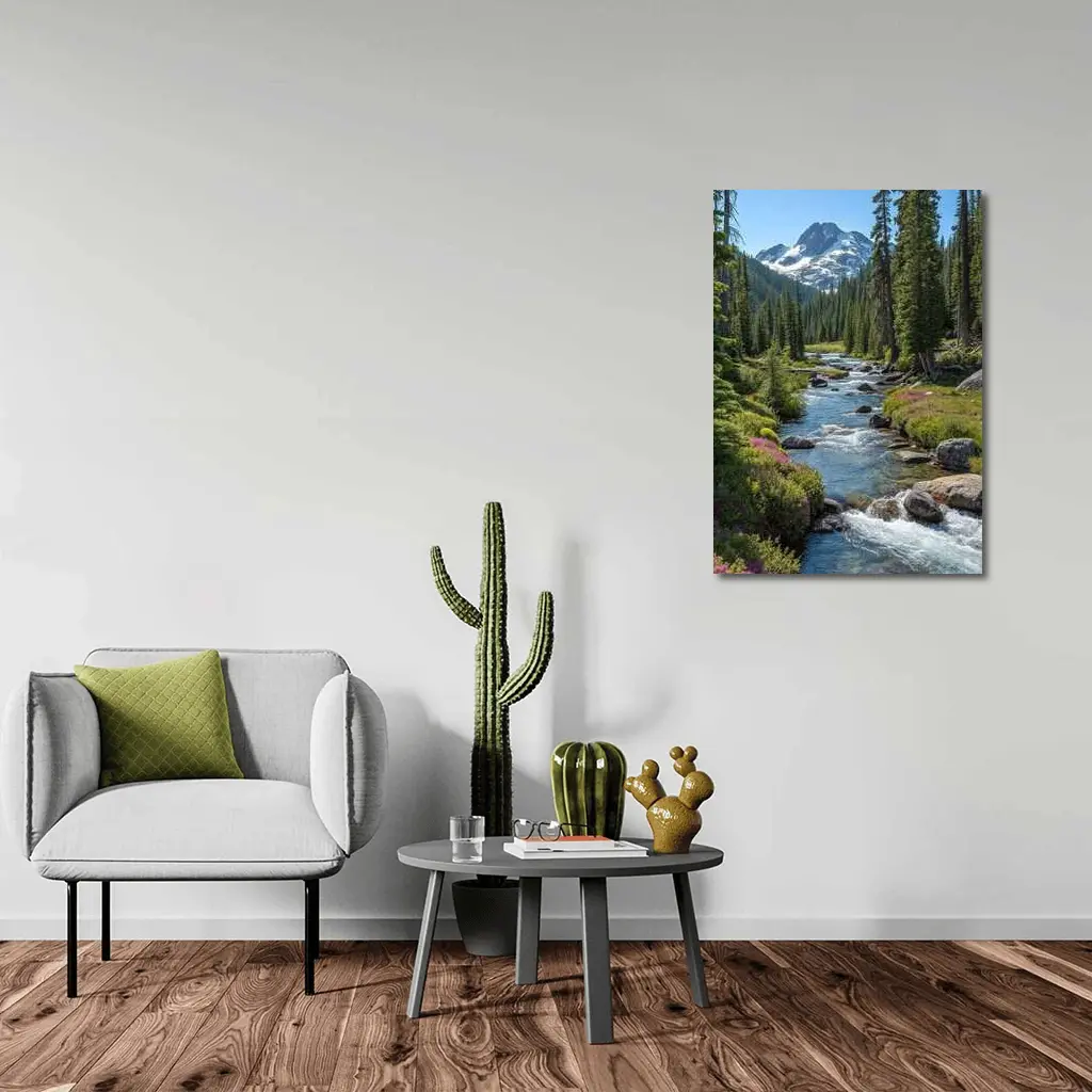 Mountain Stream Rocky Alpine Forest Landscape – Wall Art