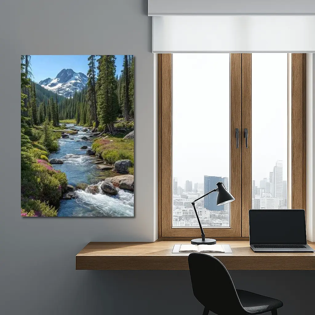 Mountain Stream Rocky Alpine Forest Landscape – Wall Art