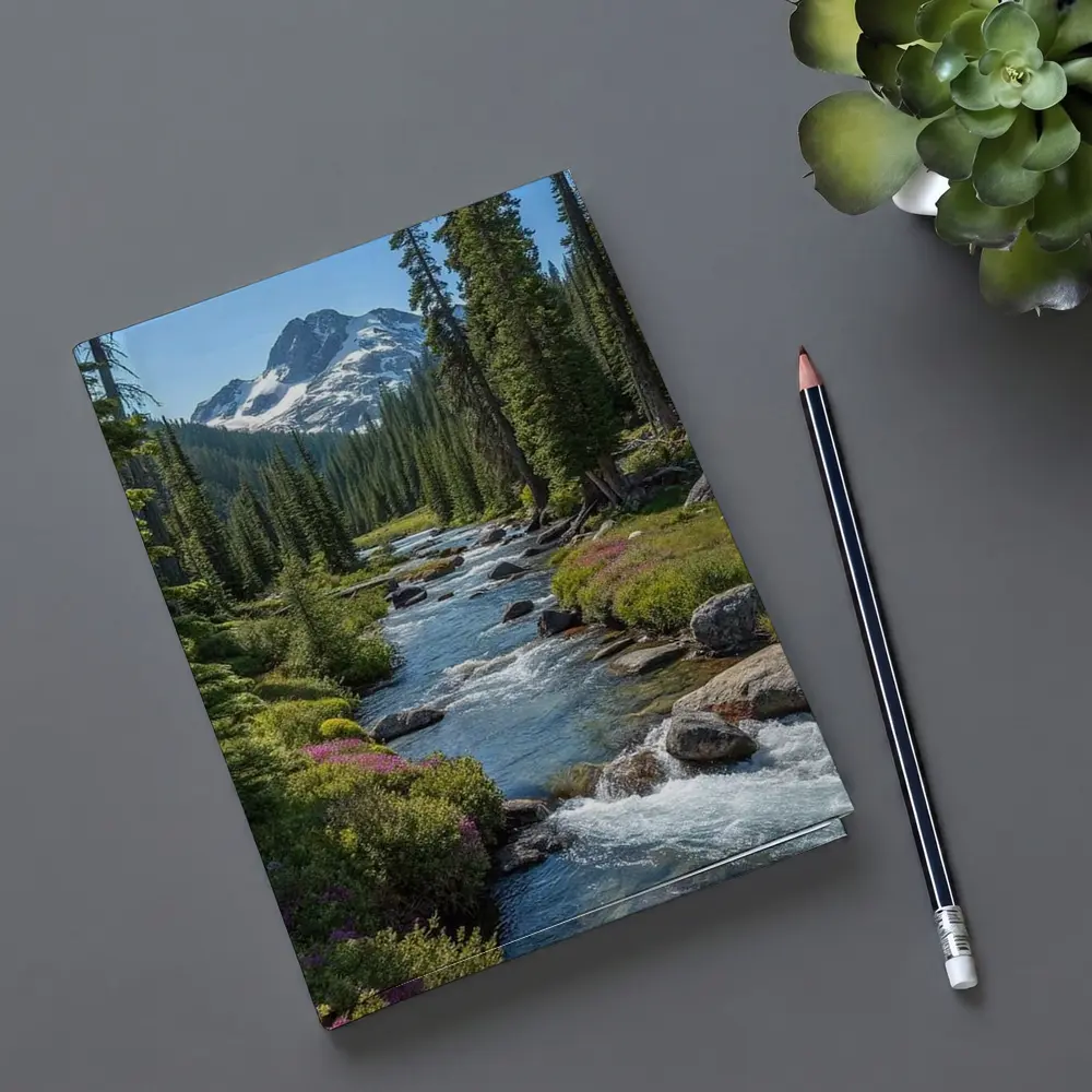 Mountain Stream Rocky Alpine Forest Landscape – Notebooks