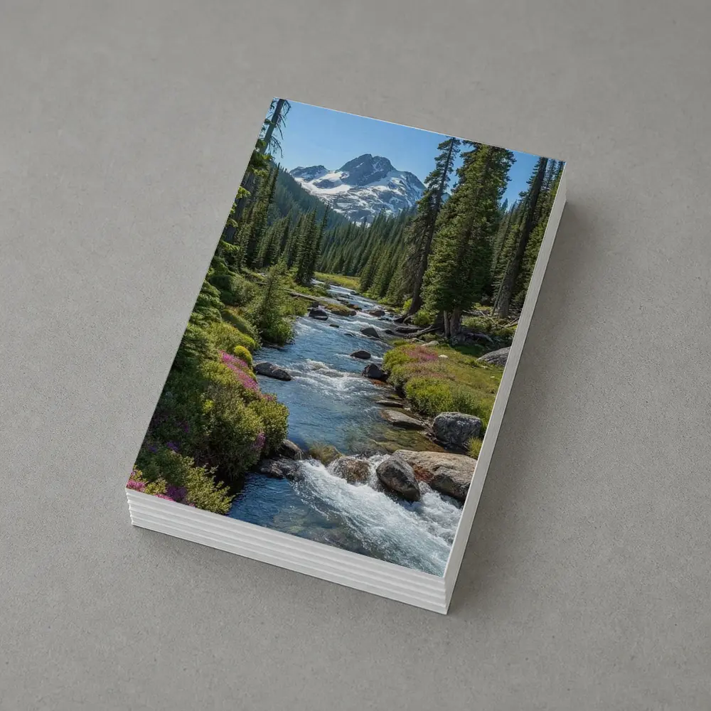 Mountain Stream Rocky Alpine Forest Landscape – Postcards
