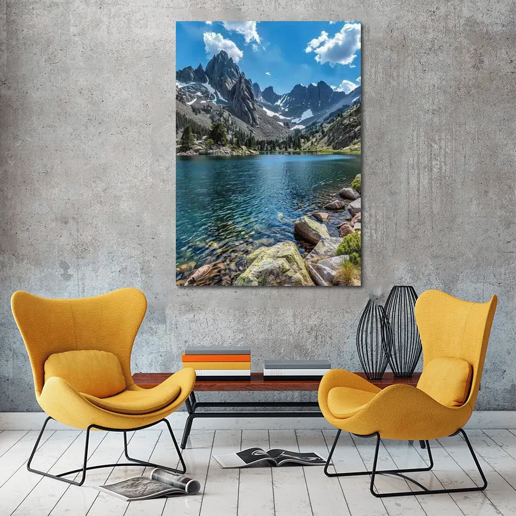 Alpine Lake Rocky Mountain Peaks Clear Water – Wall Art