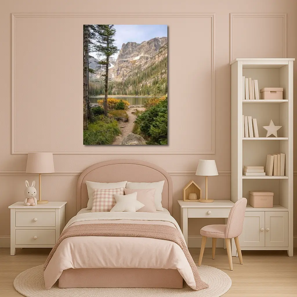 Alpine Lake Rocky Mountain Forest Trail – Wall Art