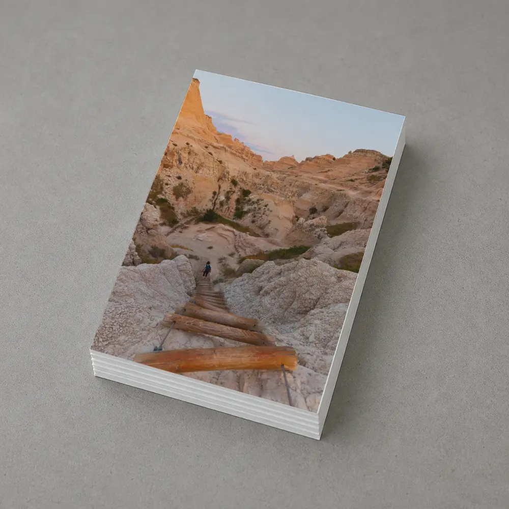 Badlands Canyon Hiker Wooden Ladder Desert – Postcards
