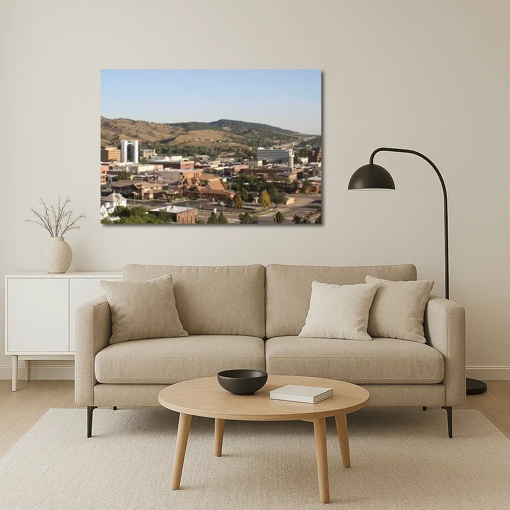 Rapid City Downtown Skyline Hills Aerial View – Wall Art