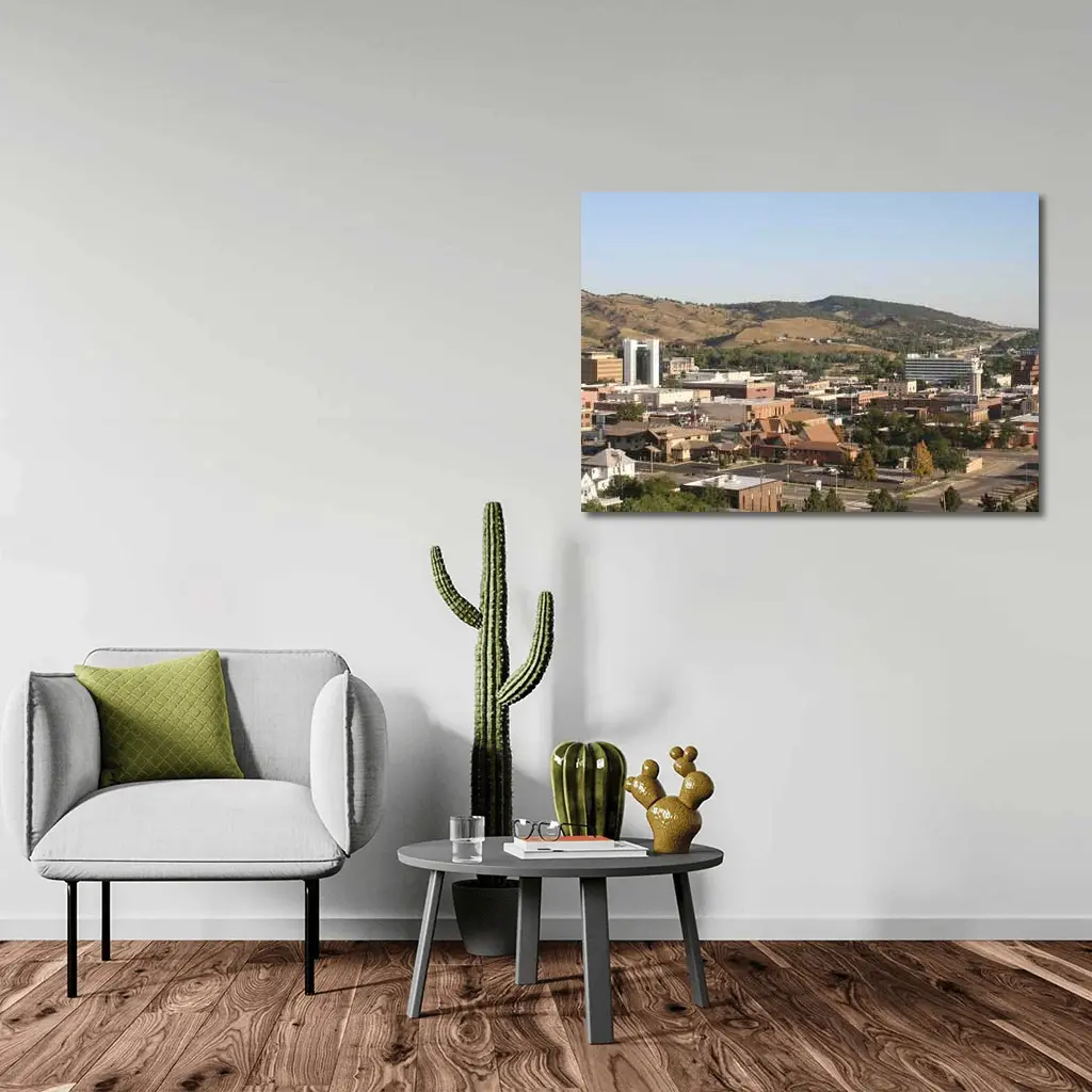 Rapid City Downtown Skyline Hills Aerial View – Wall Art