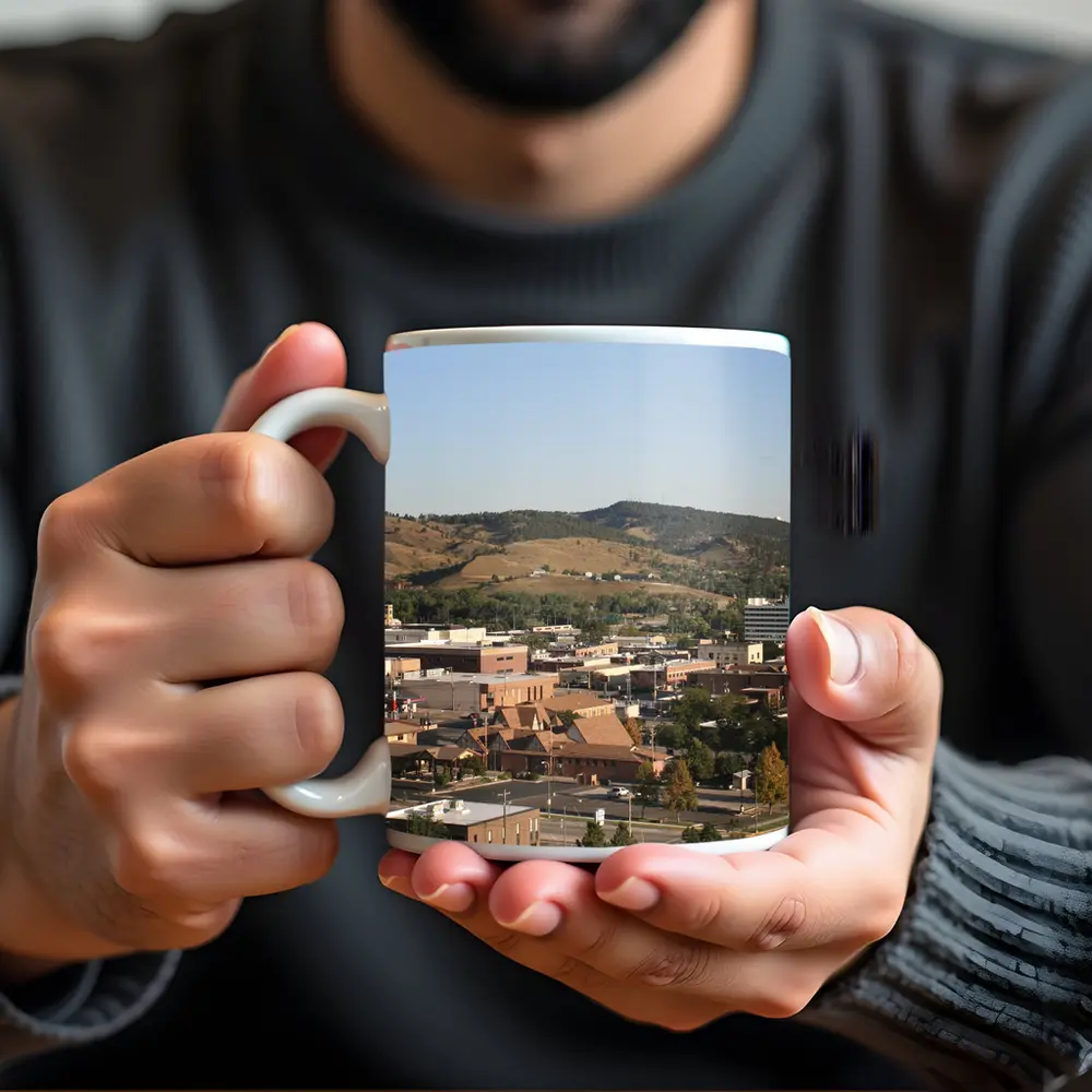 Rapid City Downtown Skyline Hills Aerial View – Mugs