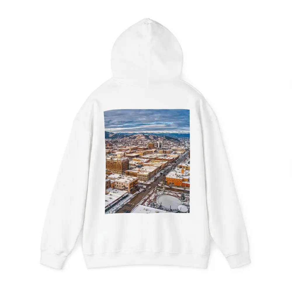 Rapid City Downtown Aerial Winter Snow View – Hoodies